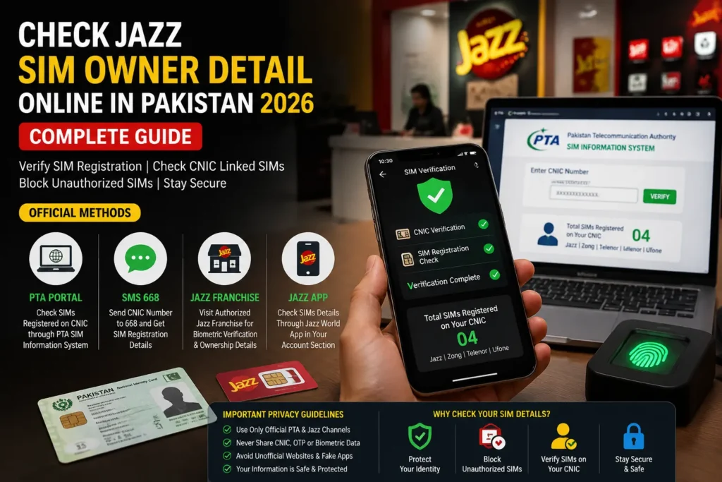 Check Jazz SIM Owner Detail Online in Pakistan 2026 Complete Guide 