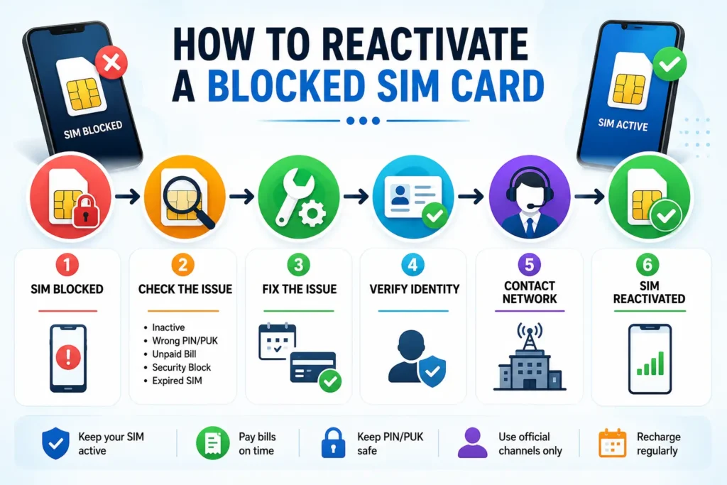 How to Reactivate blocked sim complete process