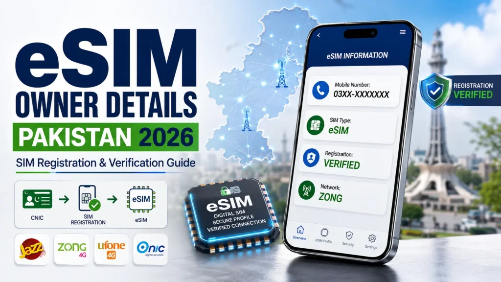 eSIM Owner Details in Pakistan 2026 – SIM Registration, Verification, Networks & Activation
