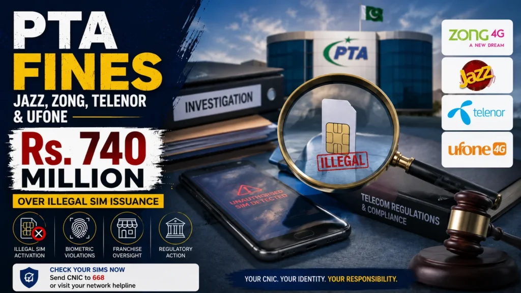 PTA Fines Jazz, Zong, Telenor & Ufone Rs 740 Million Over Illegal SIM Issuance