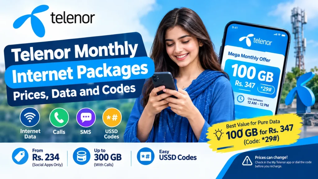 Telenor Monthly Internet Packages: Prices, Data and Codes